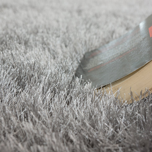 Hochflor Teppich | Flauschiger Hochflor für Wohnzimmer und Schlafzimmer | Grau